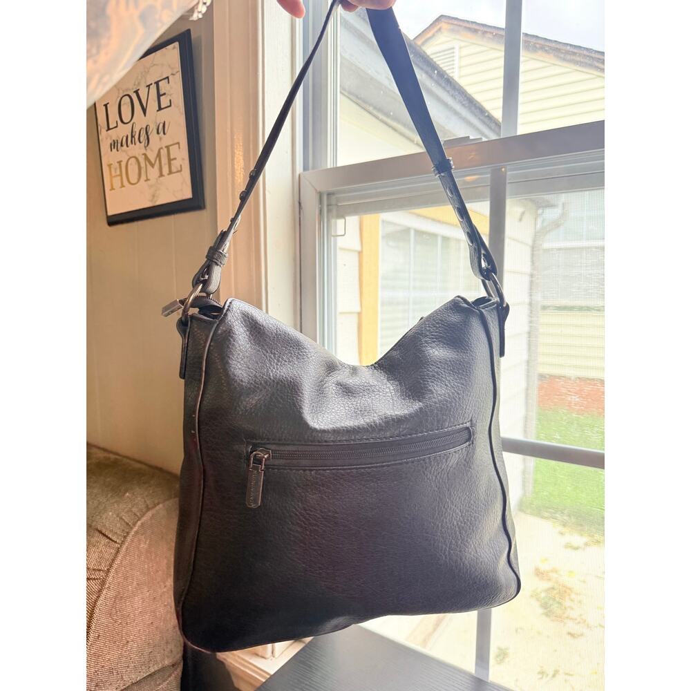 Montana West Black Studded Faux Leather Hobo Shoulder Bag Pebbled Leather Purse - Picture 8 of 16